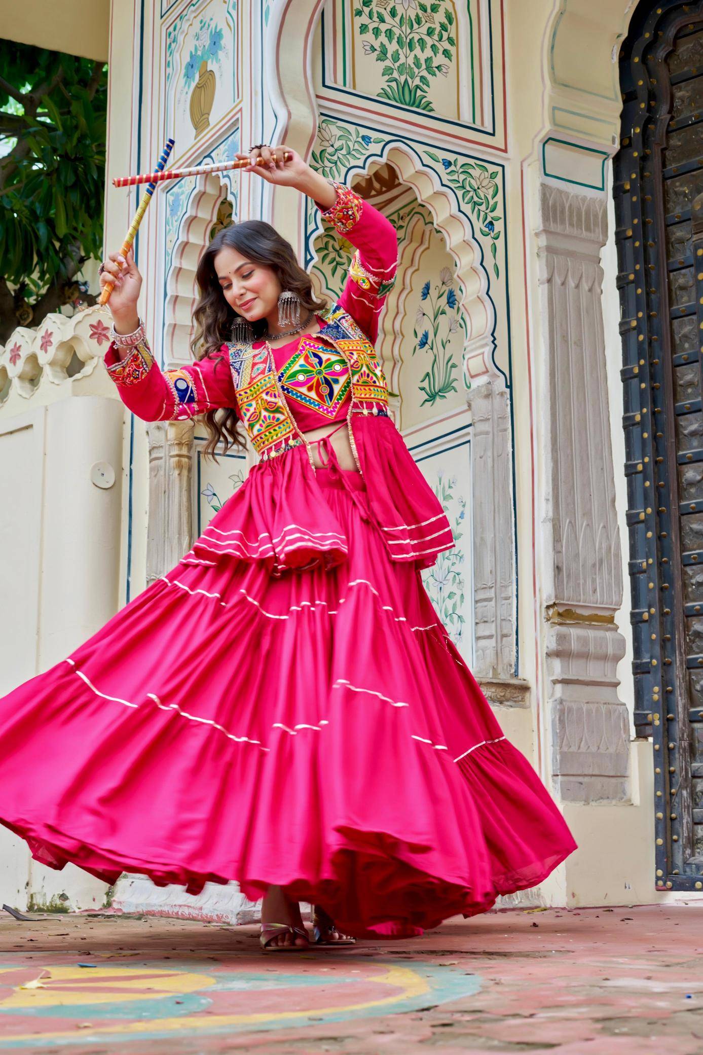 Launching Navratri Ram 120 cottan Pink Ladies lehenga choli distributors in pune